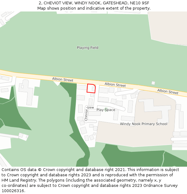 2, CHEVIOT VIEW, WINDY NOOK, GATESHEAD, NE10 9SF: Location map and indicative extent of plot