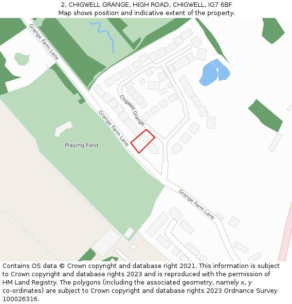 2, CHIGWELL GRANGE, HIGH ROAD, CHIGWELL, IG7 6BF: Location map and indicative extent of plot