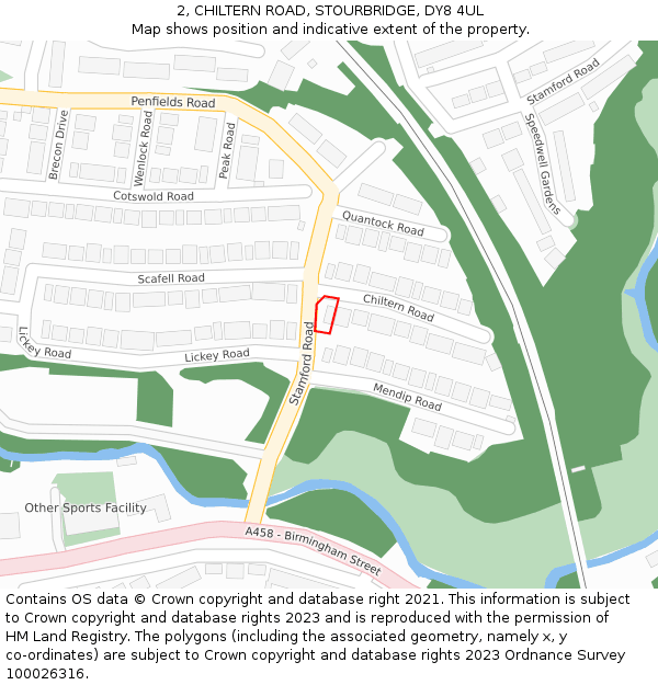 2, CHILTERN ROAD, STOURBRIDGE, DY8 4UL: Location map and indicative extent of plot