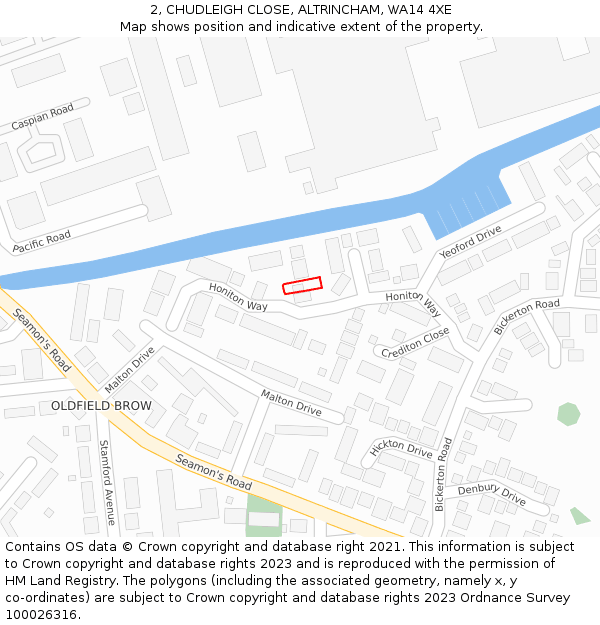 2, CHUDLEIGH CLOSE, ALTRINCHAM, WA14 4XE: Location map and indicative extent of plot