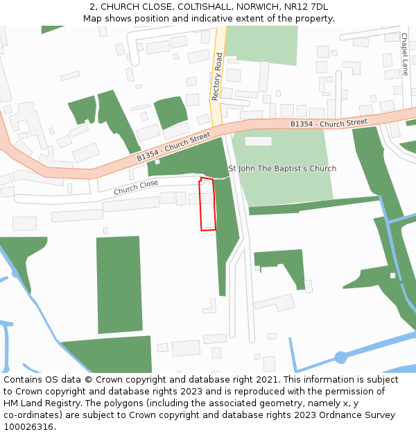 2, CHURCH CLOSE, COLTISHALL, NORWICH, NR12 7DL: Location map and indicative extent of plot