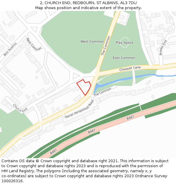 2, CHURCH END, REDBOURN, ST ALBANS, AL3 7DU: Location map and indicative extent of plot