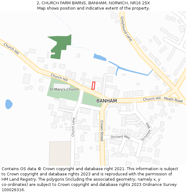 2, CHURCH FARM BARNS, BANHAM, NORWICH, NR16 2SX: Location map and indicative extent of plot