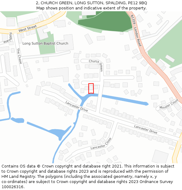 2, CHURCH GREEN, LONG SUTTON, SPALDING, PE12 9BQ: Location map and indicative extent of plot