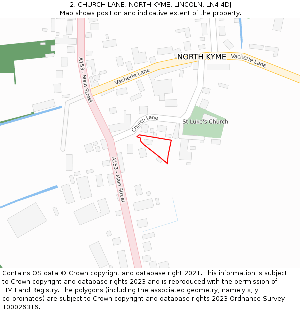 2, CHURCH LANE, NORTH KYME, LINCOLN, LN4 4DJ: Location map and indicative extent of plot