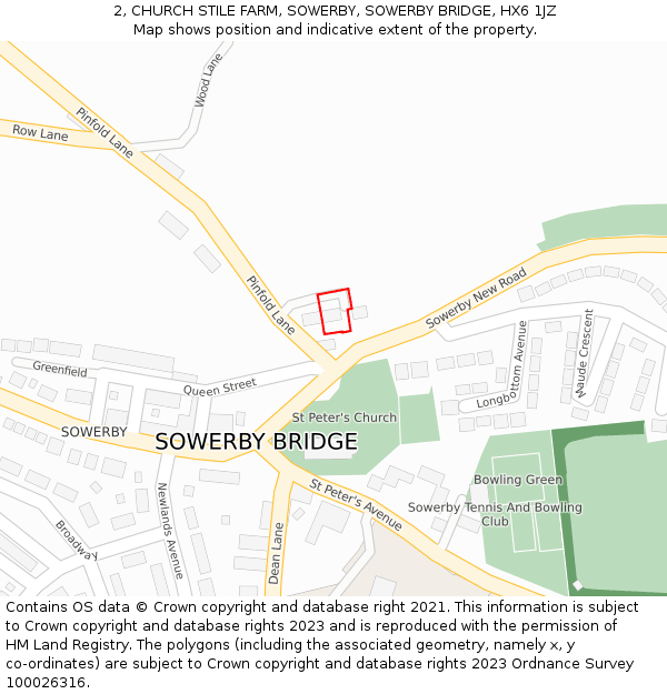 2, CHURCH STILE FARM, SOWERBY, SOWERBY BRIDGE, HX6 1JZ: Location map and indicative extent of plot