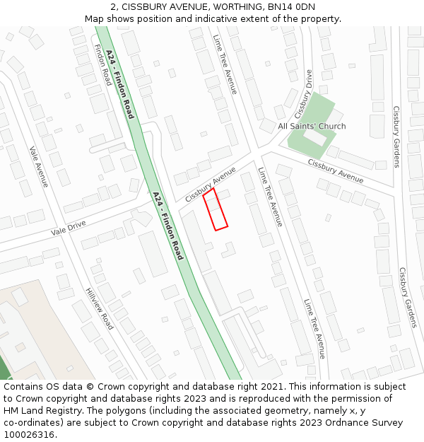 2, CISSBURY AVENUE, WORTHING, BN14 0DN: Location map and indicative extent of plot
