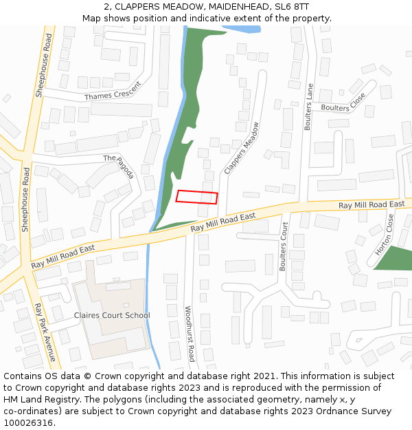 2, CLAPPERS MEADOW, MAIDENHEAD, SL6 8TT: Location map and indicative extent of plot