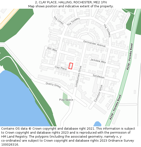 2, CLAY PLACE, HALLING, ROCHESTER, ME2 1FN: Location map and indicative extent of plot