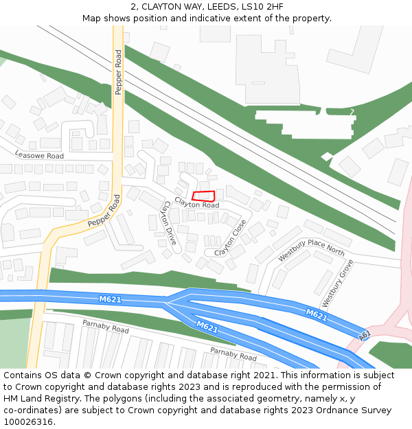 2, CLAYTON WAY, LEEDS, LS10 2HF: Location map and indicative extent of plot
