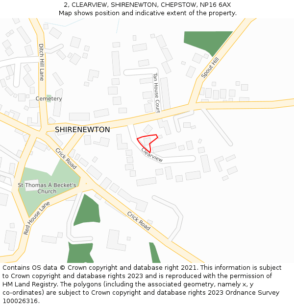 2, CLEARVIEW, SHIRENEWTON, CHEPSTOW, NP16 6AX: Location map and indicative extent of plot
