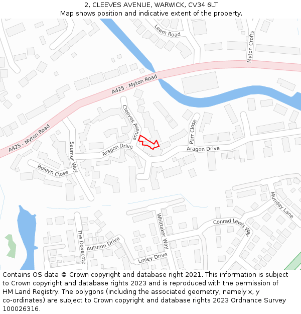 2, CLEEVES AVENUE, WARWICK, CV34 6LT: Location map and indicative extent of plot