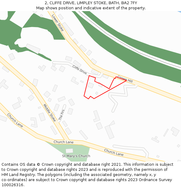 2, CLIFFE DRIVE, LIMPLEY STOKE, BATH, BA2 7FY: Location map and indicative extent of plot