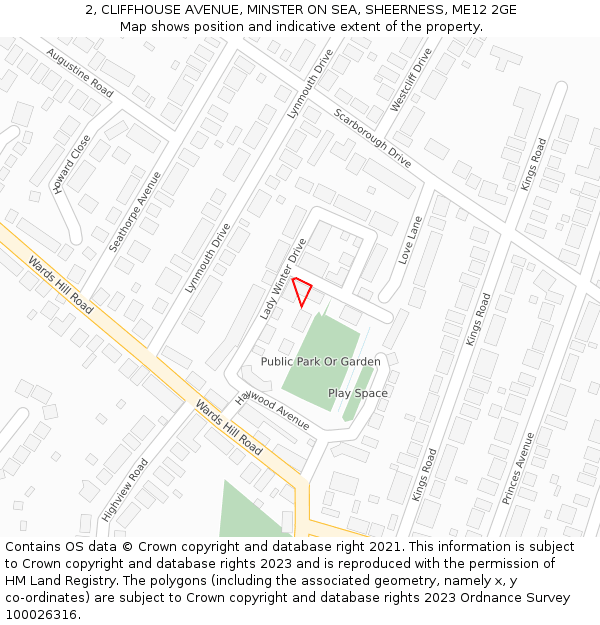 2, CLIFFHOUSE AVENUE, MINSTER ON SEA, SHEERNESS, ME12 2GE: Location map and indicative extent of plot