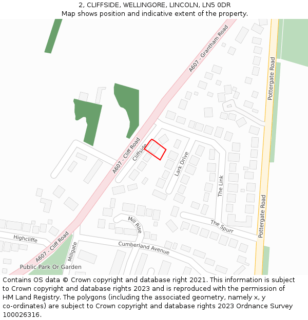 2, CLIFFSIDE, WELLINGORE, LINCOLN, LN5 0DR: Location map and indicative extent of plot