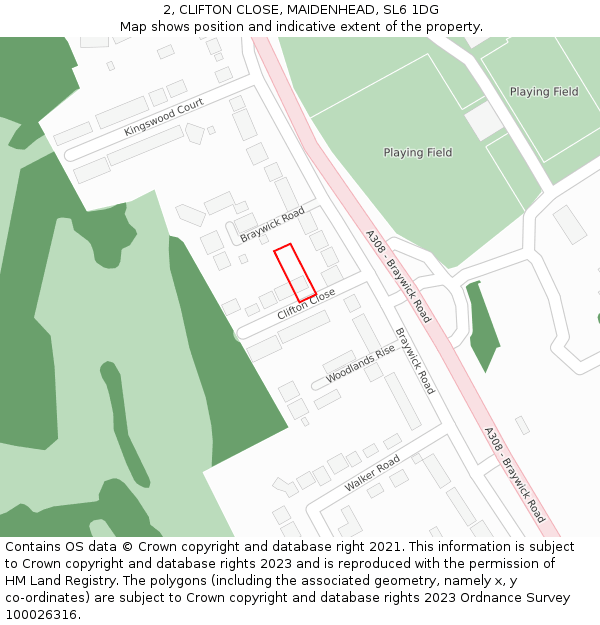 2, CLIFTON CLOSE, MAIDENHEAD, SL6 1DG: Location map and indicative extent of plot
