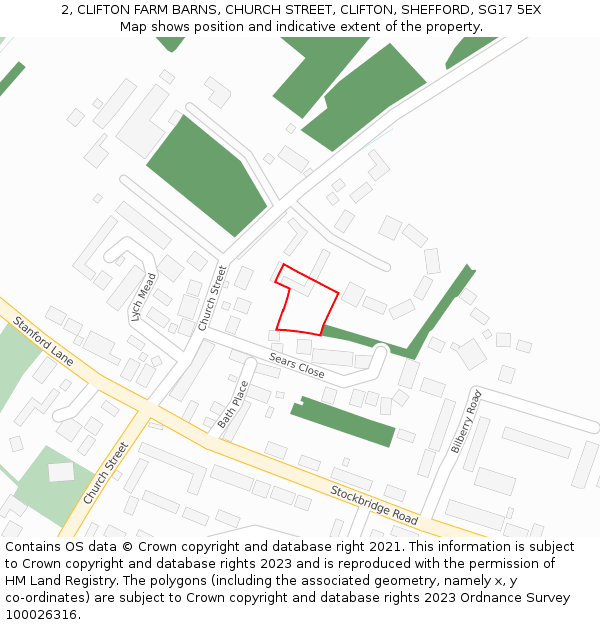 2, CLIFTON FARM BARNS, CHURCH STREET, CLIFTON, SHEFFORD, SG17 5EX: Location map and indicative extent of plot