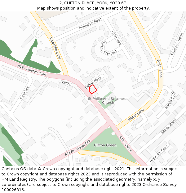 2, CLIFTON PLACE, YORK, YO30 6BJ: Location map and indicative extent of plot