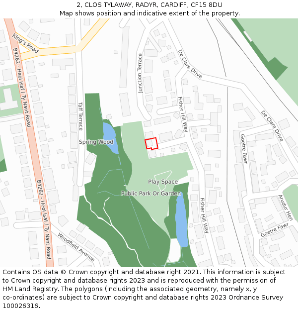 2, CLOS TYLAWAY, RADYR, CARDIFF, CF15 8DU: Location map and indicative extent of plot