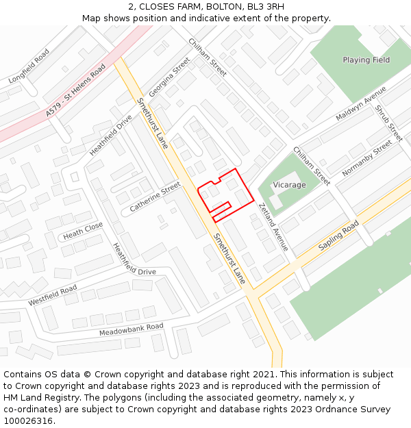 2, CLOSES FARM, BOLTON, BL3 3RH: Location map and indicative extent of plot