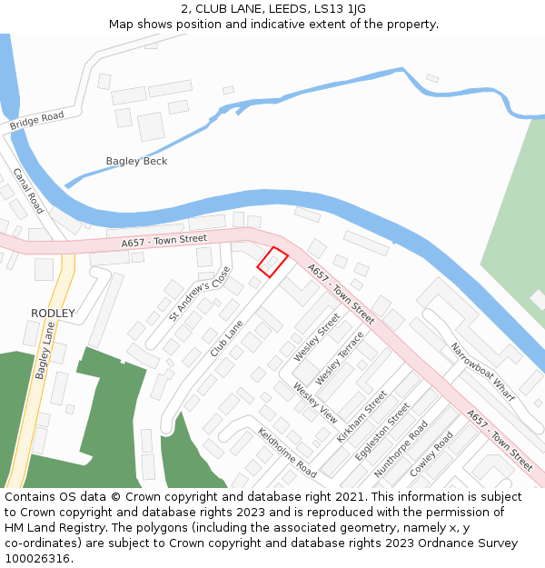 2, CLUB LANE, LEEDS, LS13 1JG: Location map and indicative extent of plot
