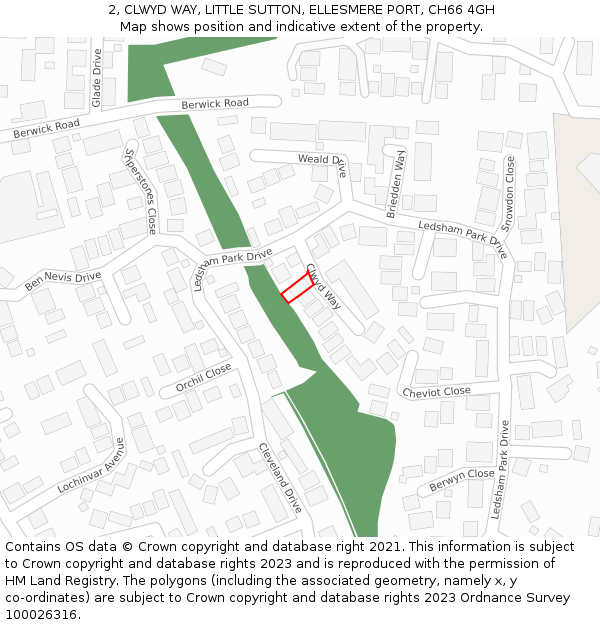 2, CLWYD WAY, LITTLE SUTTON, ELLESMERE PORT, CH66 4GH: Location map and indicative extent of plot