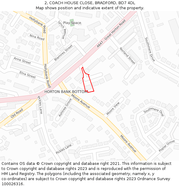 2, COACH HOUSE CLOSE, BRADFORD, BD7 4DL: Location map and indicative extent of plot