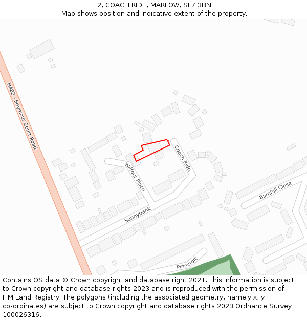 2, COACH RIDE, MARLOW, SL7 3BN: Location map and indicative extent of plot