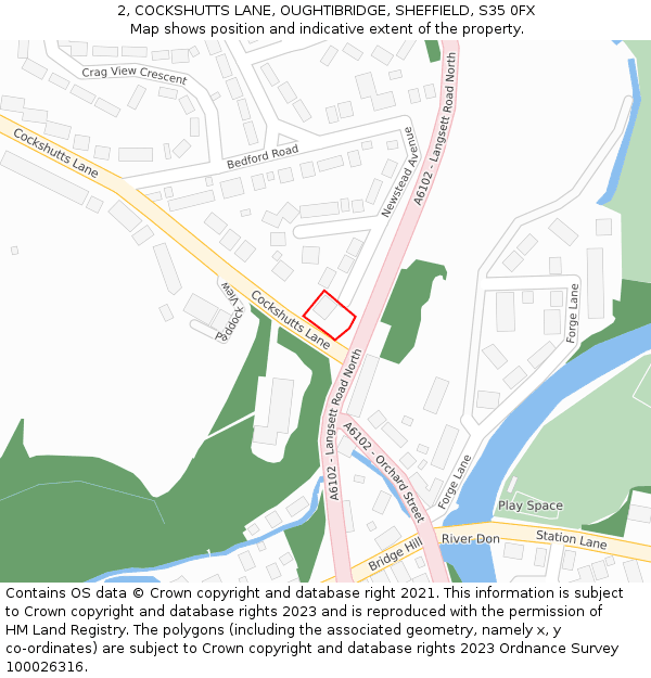 2, COCKSHUTTS LANE, OUGHTIBRIDGE, SHEFFIELD, S35 0FX: Location map and indicative extent of plot