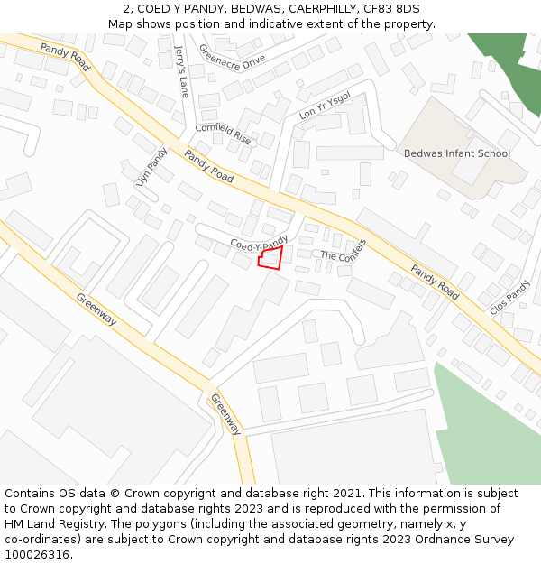 2, COED Y PANDY, BEDWAS, CAERPHILLY, CF83 8DS: Location map and indicative extent of plot