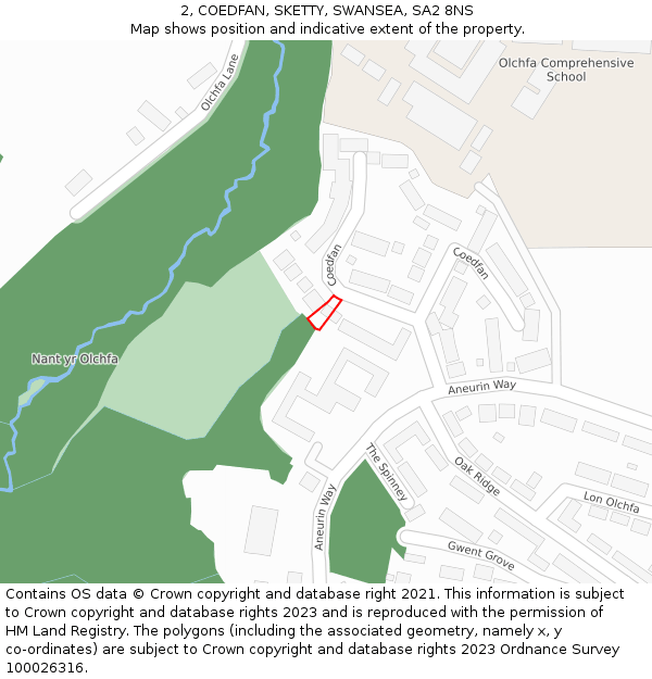 2, COEDFAN, SKETTY, SWANSEA, SA2 8NS: Location map and indicative extent of plot