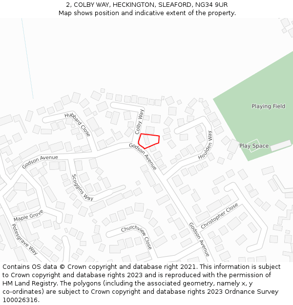 2, COLBY WAY, HECKINGTON, SLEAFORD, NG34 9UR: Location map and indicative extent of plot