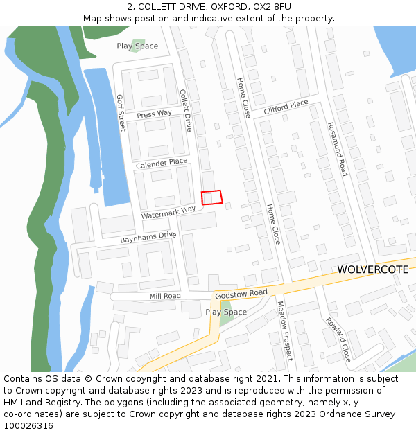 2, COLLETT DRIVE, OXFORD, OX2 8FU: Location map and indicative extent of plot