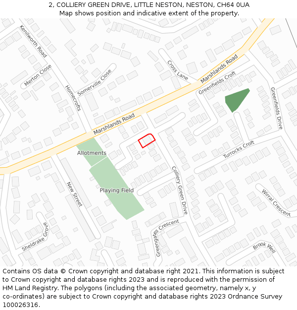 2, COLLIERY GREEN DRIVE, LITTLE NESTON, NESTON, CH64 0UA: Location map and indicative extent of plot