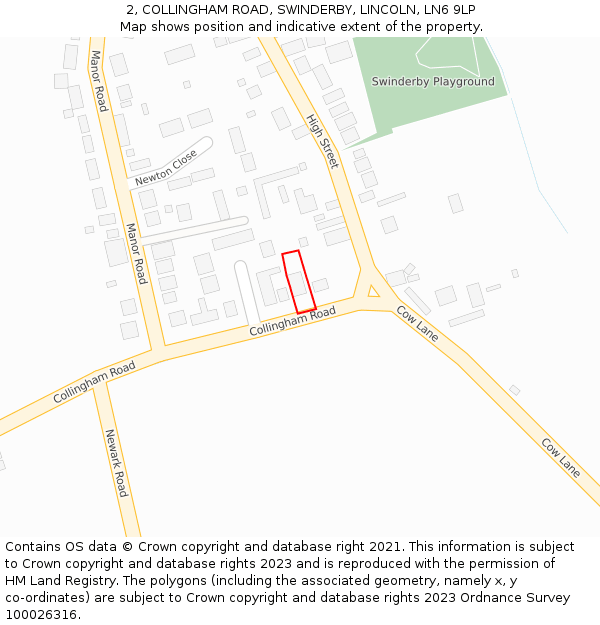 2, COLLINGHAM ROAD, SWINDERBY, LINCOLN, LN6 9LP: Location map and indicative extent of plot