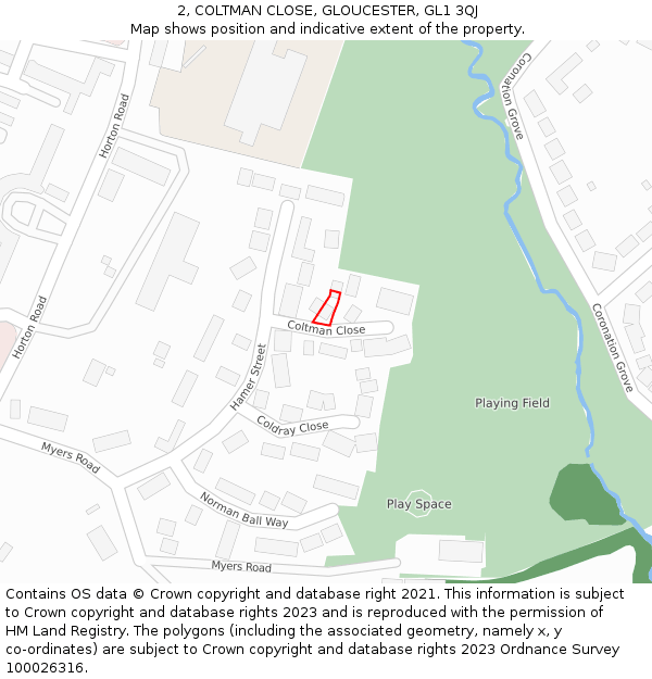 2, COLTMAN CLOSE, GLOUCESTER, GL1 3QJ: Location map and indicative extent of plot