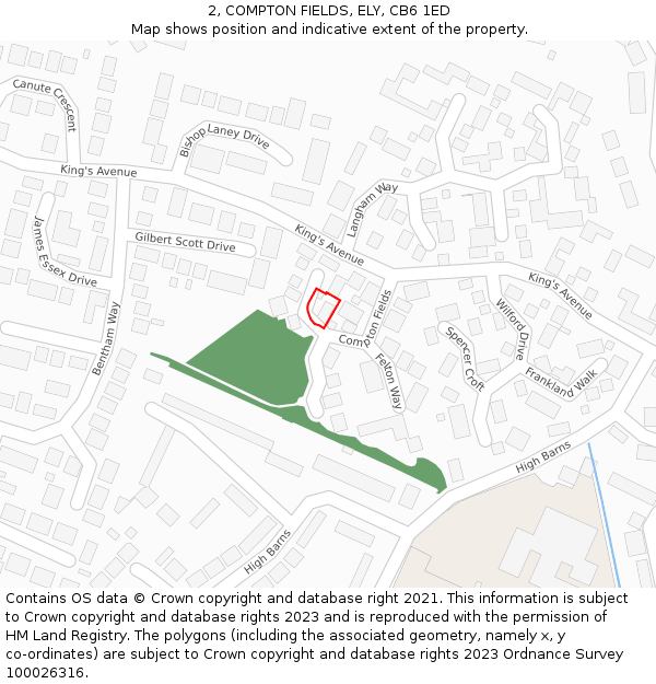 2, COMPTON FIELDS, ELY, CB6 1ED: Location map and indicative extent of plot