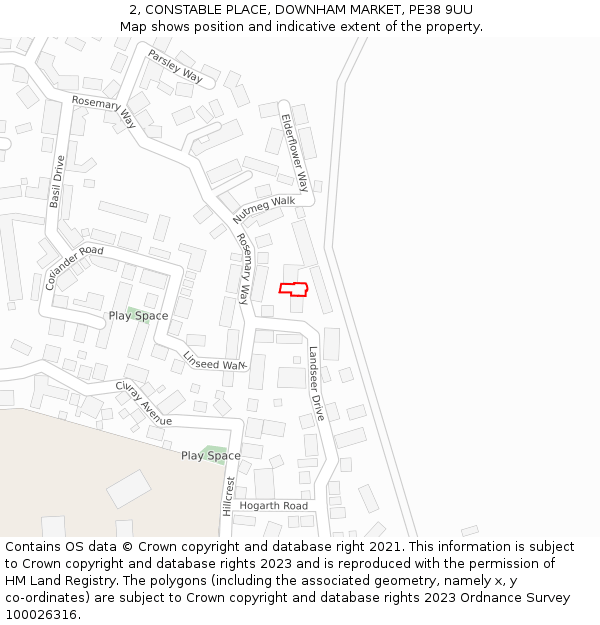 2, CONSTABLE PLACE, DOWNHAM MARKET, PE38 9UU: Location map and indicative extent of plot