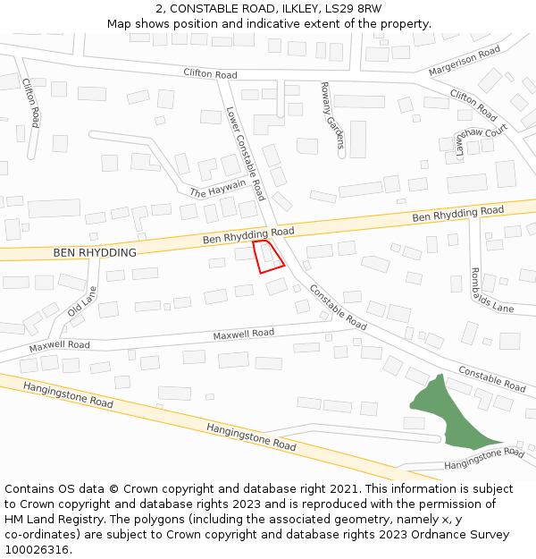 2, CONSTABLE ROAD, ILKLEY, LS29 8RW: Location map and indicative extent of plot