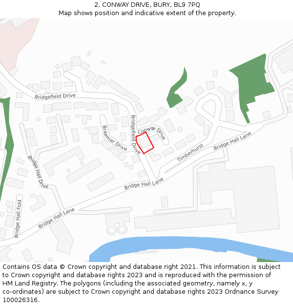 2, CONWAY DRIVE, BURY, BL9 7PQ: Location map and indicative extent of plot