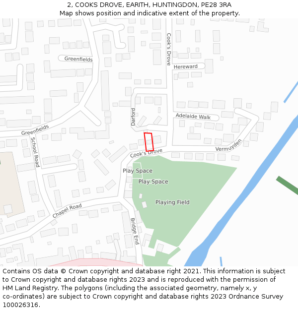 2, COOKS DROVE, EARITH, HUNTINGDON, PE28 3RA: Location map and indicative extent of plot