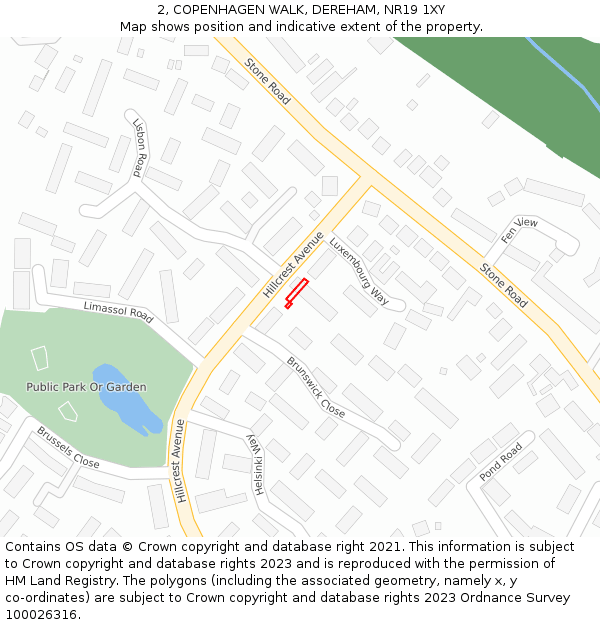 2, COPENHAGEN WALK, DEREHAM, NR19 1XY: Location map and indicative extent of plot
