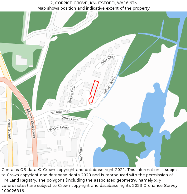 2, COPPICE GROVE, KNUTSFORD, WA16 6TN: Location map and indicative extent of plot