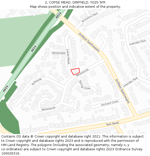 2, COPSE MEAD, DRIFFIELD, YO25 5FR: Location map and indicative extent of plot