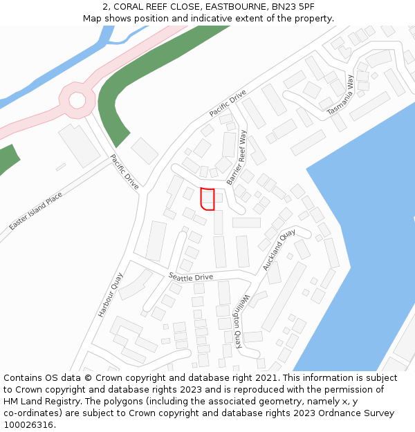 2, CORAL REEF CLOSE, EASTBOURNE, BN23 5PF: Location map and indicative extent of plot