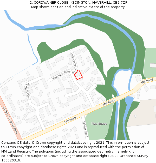 2, CORDWAINER CLOSE, KEDINGTON, HAVERHILL, CB9 7ZF: Location map and indicative extent of plot