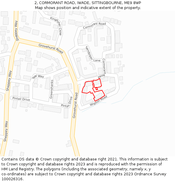 2, CORMORANT ROAD, IWADE, SITTINGBOURNE, ME9 8WP: Location map and indicative extent of plot