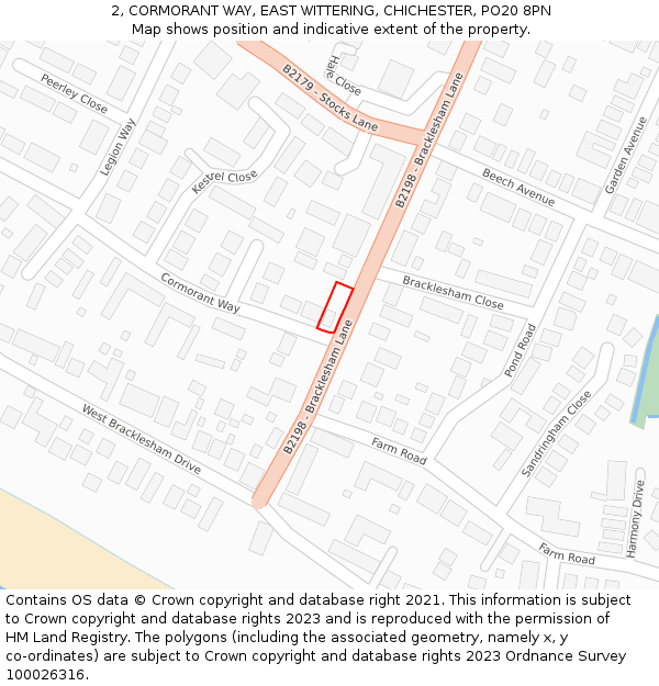 2, CORMORANT WAY, EAST WITTERING, CHICHESTER, PO20 8PN: Location map and indicative extent of plot