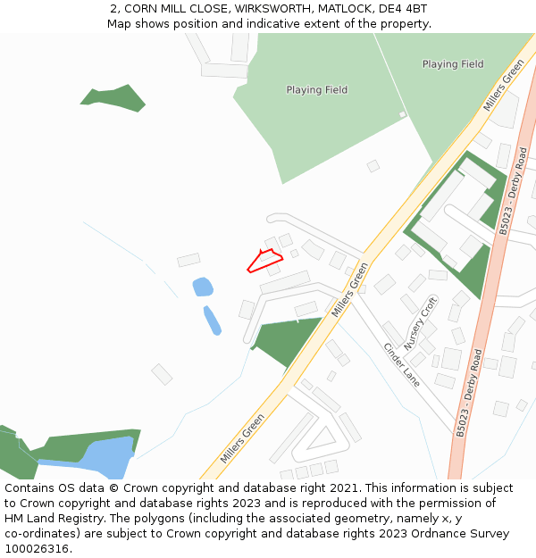 2, CORN MILL CLOSE, WIRKSWORTH, MATLOCK, DE4 4BT: Location map and indicative extent of plot