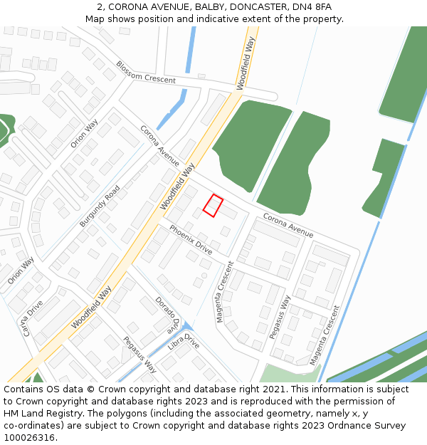 2, CORONA AVENUE, BALBY, DONCASTER, DN4 8FA: Location map and indicative extent of plot